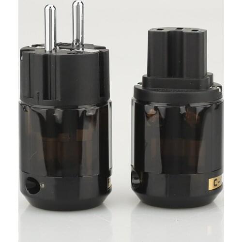 New Brand 1 pair Hifi audio Brass P-004E +puer copper C-004 Rhodium Plated EU Schuko AC Power Plugs