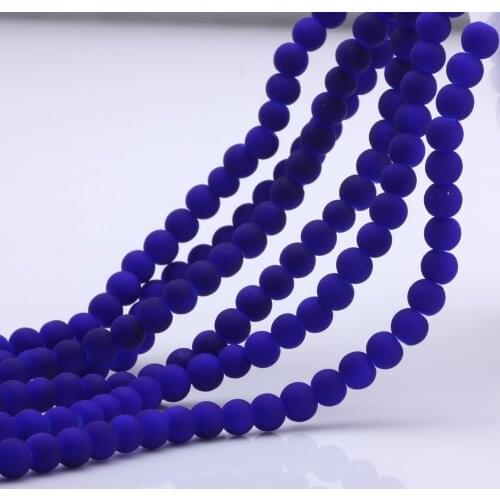 OlingArt 6MM/8MM 50pcs Glass Rubber Round beads Dark blue color beads Bracelet DIY Earrings Necklace Jewelry Making