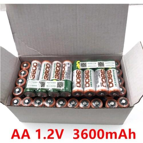Genuine AA/AAA Rechargeable Battery 1.2V 3600mah AA NI-MH Battery for Camera Flashlight Toy Remote Control PreCharged