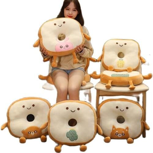 40cm Toast Cushion Soft Stuffed Doll Sliced Bread Plush Pillow Toy Food Funny Pillow Decor Backrest Chair Cushion Kid Girl Gifts