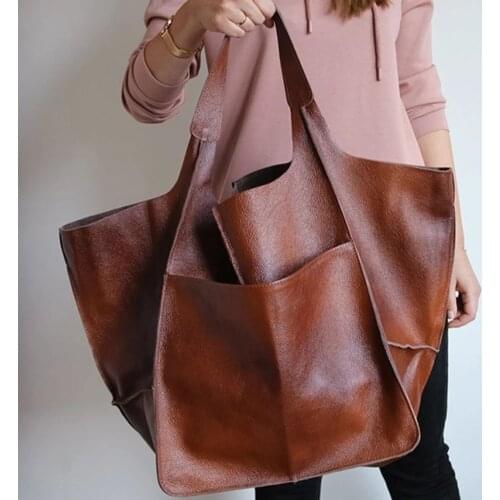 Casual Soft Large Capacity Tote Women Shoulder Bags Designer Pu Leather Handbags Luxury Big Shopper Bags for Women 2021 Purses