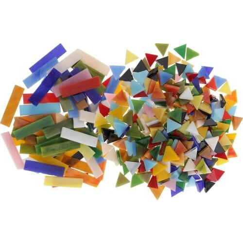 370pcs Rectangle Triangle Shape Glass Mosaic Tiles Vitreous for Mosaic Making Art Craft Material