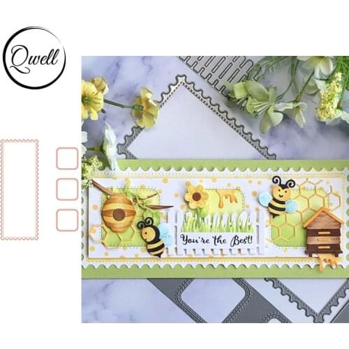 QWELL 4pcs/set Slimline Metal Cutting Dies Rounded Rectangle Wavy Frame For DIY Scrapbooking Craft Paper Cards Album 2021 New