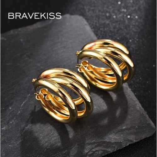 BRAVEKISS NEW Multilayer C-shaped Semicircle Hoop Earrings for Women Fashion Indian Wedding Bride Earrings Girls Jewelry UE0696