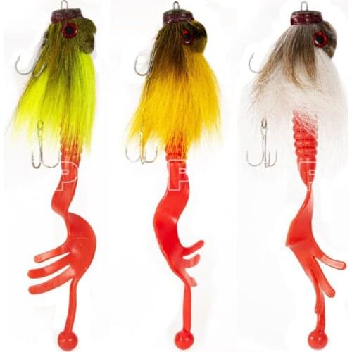 Toply Artificial Bait Fishing Lure Soft Bait Fishing Tool with Hook with Hair Fishing Lures Baits