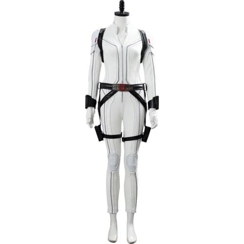 Adult Cosplay Natasha Romanoff Costume White Uniform Jumpsuit Outfit Halloween Carnival Costume Women