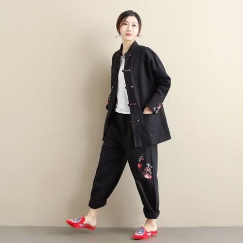 Chinese Style Clothing Women Hanfu 2020 Spring Retro Vintage Shirt Ethnic Tea Zen Blouse Long Sleeve Ladies Chinese Tops 10361