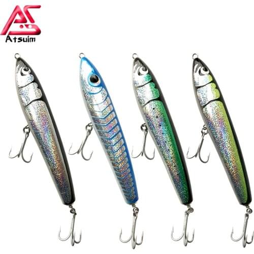 AS Pencil GT Stickbaits Hard Bait Treble Hooks 140g Topwater Wood Trolling Floationg Fishing Lure For Tuna Bass