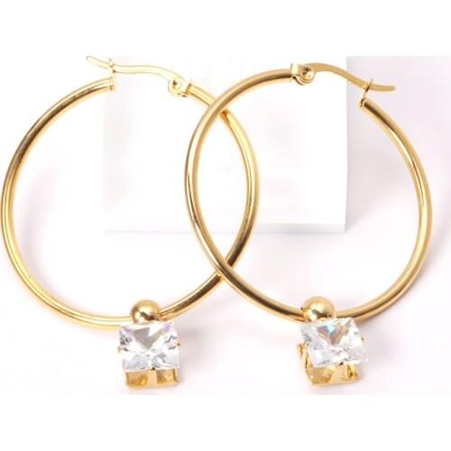 Gold/Silver Color Round 316L Stainless Steel Hoop Earrings for Women Circle Ear Stud Fashion Jewelry Party Gift Accessories