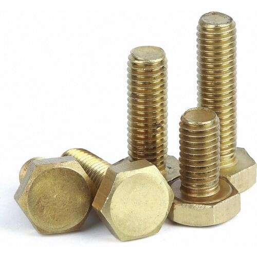 1/2/5/10pcs M4 M5 M6 M8 M10 H62 Brass Hexagon Bolt Full Thread Outer Hex Screw DIN933 Length 6mm - 100mm