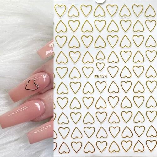 1pcs gold love heart pattern 3D Nail Sticker friuts Design Nails Accessories Fashion Manicure Sticker