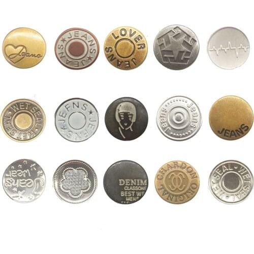 10Pcs Denim Overalls Buttons 17mm Metal Adjustable Buttons Shaking Head Buckle Hook Accessories Round Buttons