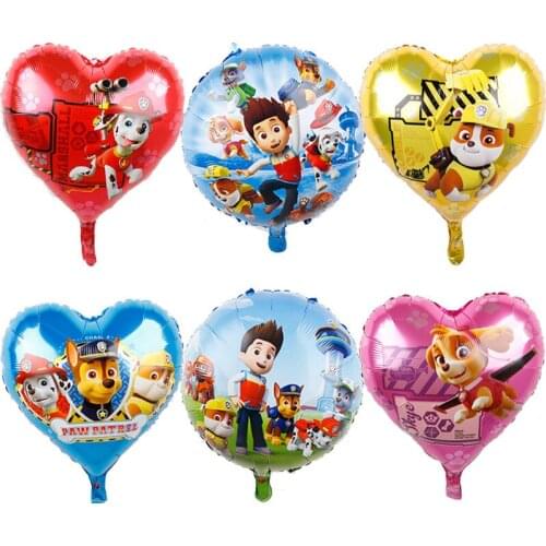 10pcs Paw Patrol Foil Balloon Canine Patrol Skye Party Decoration Baby Cartoon Figures Canine Heart Round Balloons Children Toys