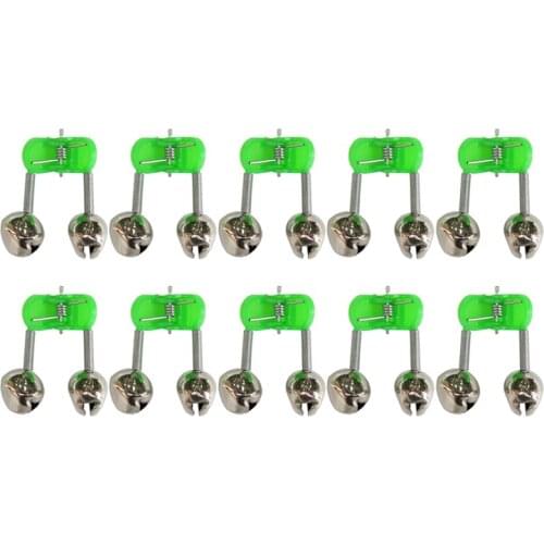 10Pcs/Set Rod Tip Clamp Fishing Pole Fish Bite Lure Alarm Alert Twin Bell Ring Clip Fishing Accessories new