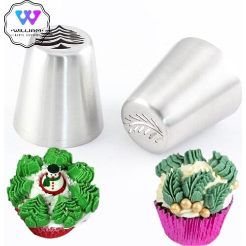2Pcs/set Russian Icing Piping Tips Christmas Tree Pastry Nozzles Cupcake Cookie Decoration Pastry Baking Confectionery Tools