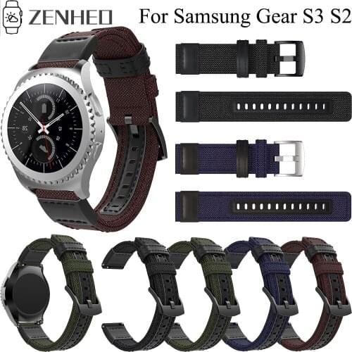 20mm 22mm Canvas Leather Strap For Samsung Gear S2/Galaxy Active Watchband For Samsung Gear S3/Galaxy Watch 46mm Band Strap
