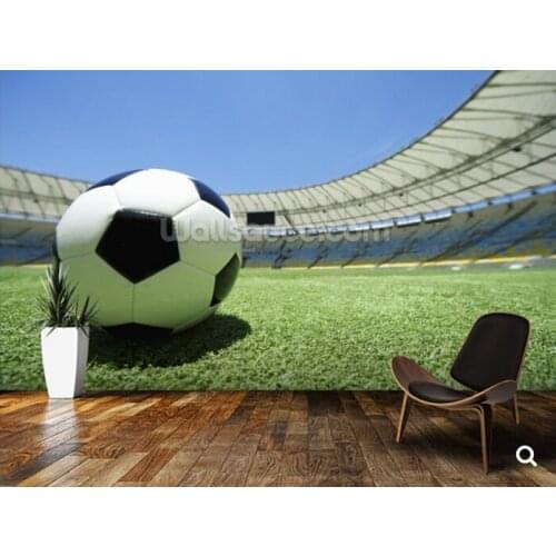 Custom 3d stereoscopic wallpaper,Football Soccer Ball Green Grass Stadium Pitch for children room TV wall vinyl papel DE parede
