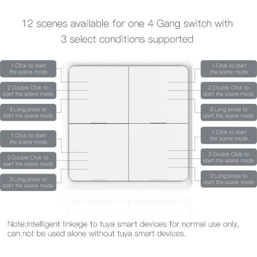 ZigBee 4-button Switch Wireless 12 Scene Switch Push Button Controller Battery Powered Automation Scenario for Devices Modules