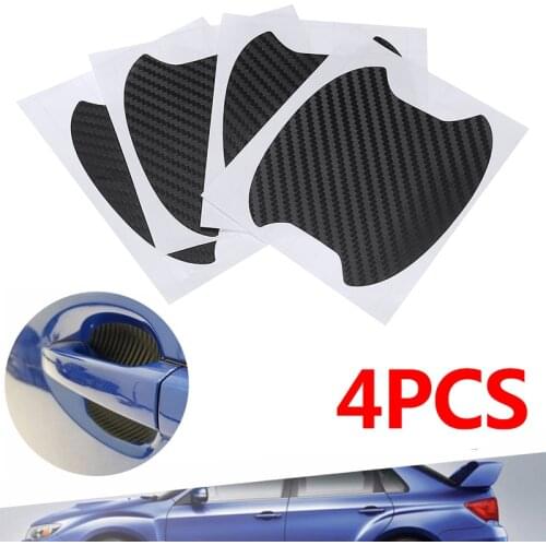 4pcs 9.3cm Black Carbon Fiber Style Car Door Handle Bowl Cup Sticker Protector For Subaru WRX/STI 15-Up