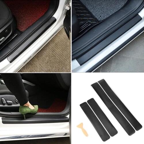 Universal Carbon Fiber Door Sill Stickers Anti-Wear Door Stickers Anti-Skid Protective Film Auto Parts 4 Pieces