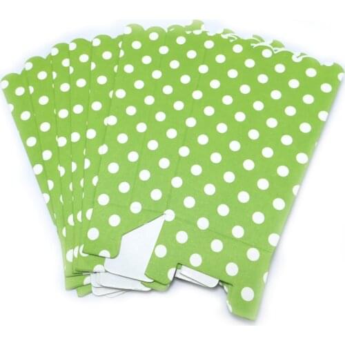 6pcs/lot Birthday Party Green Polka Dots Theme Gifts Candy Box Boys Favors Popcorn Boxes Baby Shower Decoration Events Supplies