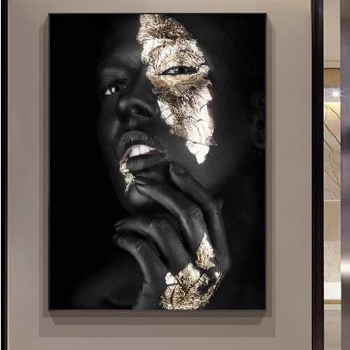Black Gold Woman 5d Diamond Painting Full Drill Embroidery Mosaic Cross Stitch Kits Living Room Decor for Yourself Others