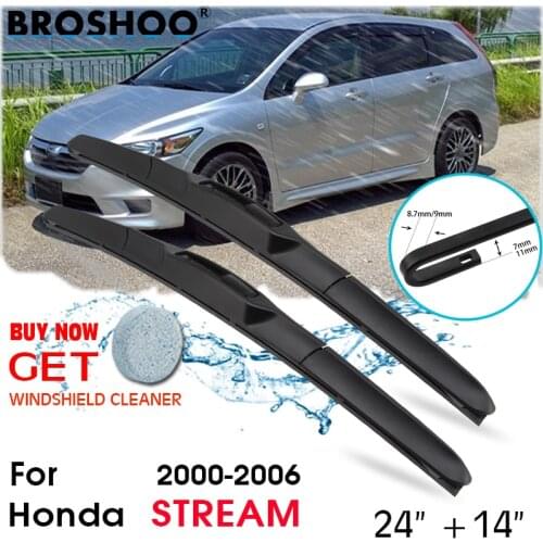 Car Wiper Blade Front Window Windscreen Windshield Wipers Blades J hook Auto Accessories For Honda STREAM 24"+14" 2000-2006