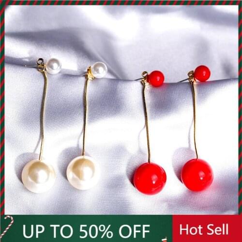 Tassel Long Pearl Earrings Red Festiv New Year Earrings 2021 New Style Needle Punk Style Earrings Earrings for Women