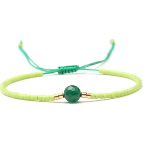 Bohemian Miyuki Glass Seed Bead Round Faceted Crystal Bracelet Women Men Simple String White Red Blue White Adjustable Jewelry