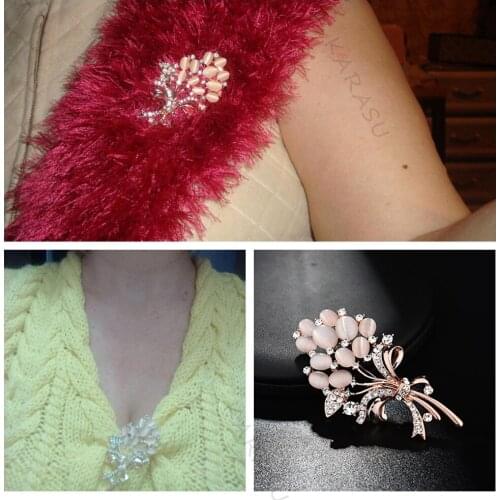 Hot Selling Fashionable Opal Stone Flower Brooch Pin Garment Accessories Birthday Gift