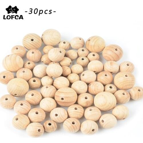 30pcs Wooden Beads 12/15/20mm Natural Color Eco-Friendly Wood Beads DIY Jewelry Making Baby Toys Wooden Beads Jewelry Wholesale