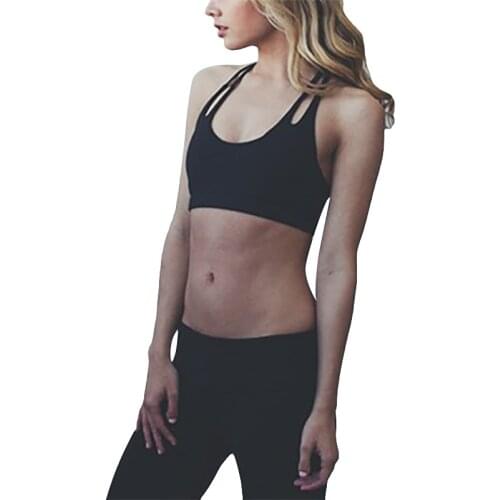 Women Sport Bras Double Bandeau T-Back Bras Running Top Yoga Bra Fitness Vest Gym Underwear Padded Seamless No Rims