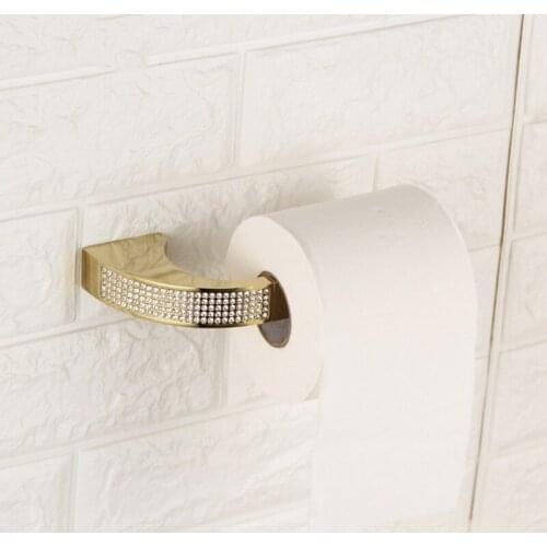 Czech Crystal Golden/Chrome Bathroom Toilet Paper Holder Wall Mount Tissue Roll Hanger Copper Bathroom Accessories