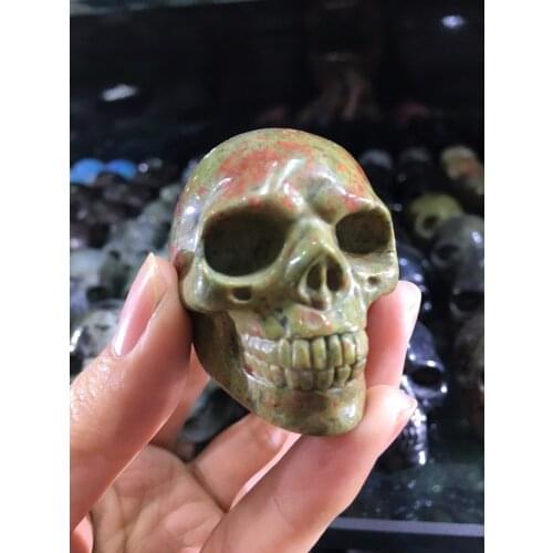 Natural Beautiful red and green treasure Carved Crystal Skull Healing