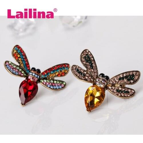 Europe And The United States Retro Cute Crystal Alloy Honey Bee Brooch Suit Collar Dress Skirt Cardigan Clothing Accessories