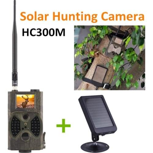HC300M Hunting Trail Trap camera Game Wild Camera Night Vision MMS GPRS With Solar Panel Power Charger Photo Traps pack