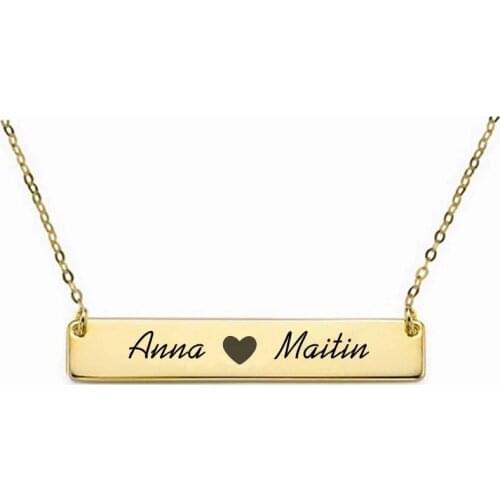 Horizontal Bar Custom Popular Pendant Mens And Womens Stainless Steel Nameplate letter Necklace DIY Personalized Jewelry