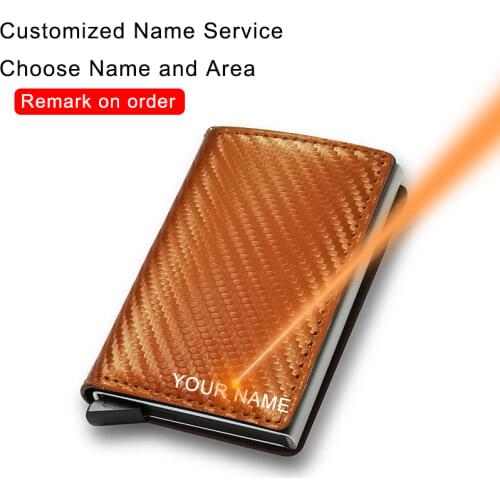 Customize Carbon Fiber Card Holder Wallets Men Personalized Rfid Black Magic Trifold Leather Slim Mini Wallet Money Male Purse