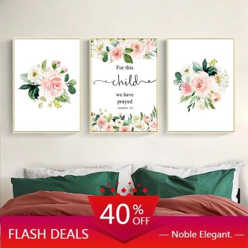 Canvas Painting Bible Verse Quotes Posters And Prints God Christian Wall Art Floral Poster Wall Pictures For Bedroom Home Decor