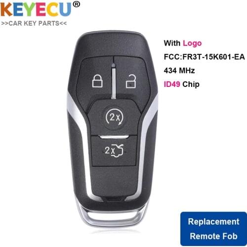 KEYECU Smart Keyless Remote Key 434MHz ID49 FR3T-15K601-EA for Ford Mustang 2015 2016 2017 Aftermarket Remote Fob With logo