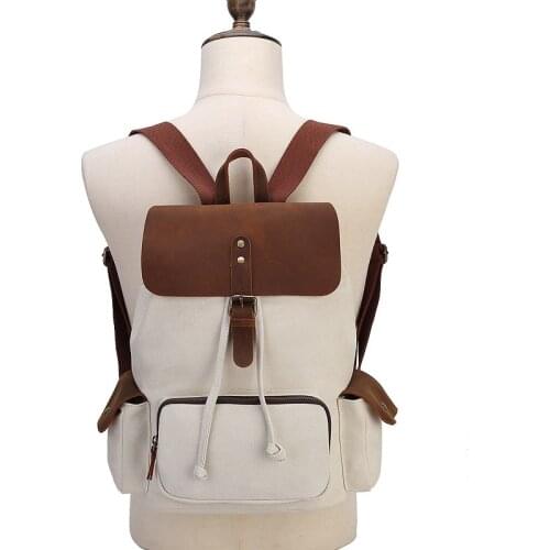 M468 Classic Vintage Canvas Backpack Men Women Bags Multifunction Student Leather School Bag Neutral Portable Laptop Rucksacks
