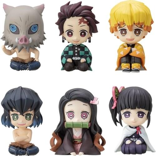 Pre-Sale Demon Slayer 6Pcs/set Nidouzi Tanjiro Anime Model Figure Cute Q Version of The Figure Doll Collectibles Model Toys