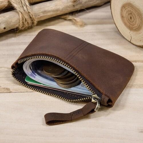 Luufan genuine leather coin purse cards coins keys short wallet purse men women cowskin coin purses