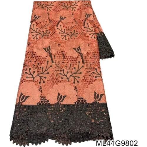 BEAUTIFICAL embroidery french guipure lace nigeria cord laces high quality lace fabrics 5 yards for party dress ML41G98