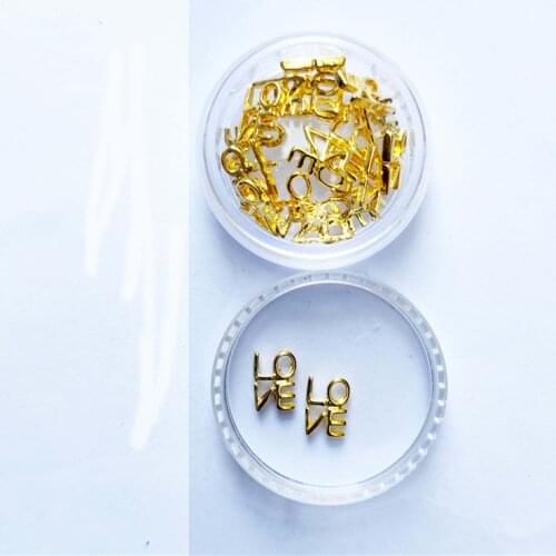 Metal Nail Art Sticker LOVE Rhinestones Charms Nailart Accessories 3d Golden Manicure New Bottle Flat Kawaii Bling Nails Decors