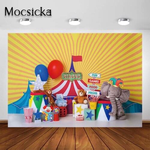 Mocsicka Carnival Circus Tent Photography Backdrops Red Tent Kids 1st Birthday Cake Smash Background Portrait Photography Studio
