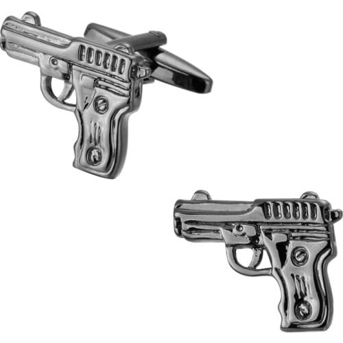 Fashion man jewelry French shirt sleeve cuff links to defend their homes sign black pistol cufflinks