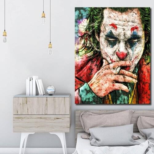 Fashionable Superhero Smoking Joker Home Decor Wall Art Posters And Prints Comic Picture On Canvas Painting For Living Room