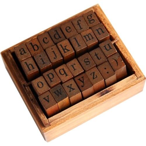 28pcs/Box Alphabet Lowercase Letters Set Wood Stamp For Stationery DIY Scrapbooking Rubber Card Making Album Decoroation Crafts