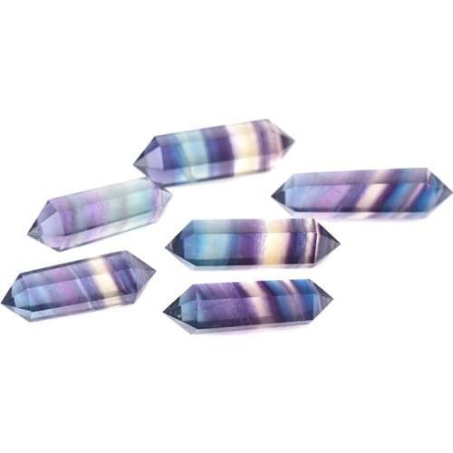 Natural Colourful Fluorite Crystal Hexagonal Double Terminated Point Wand Meditation Energy Reiki Healing Stone DIY Mineral Gift